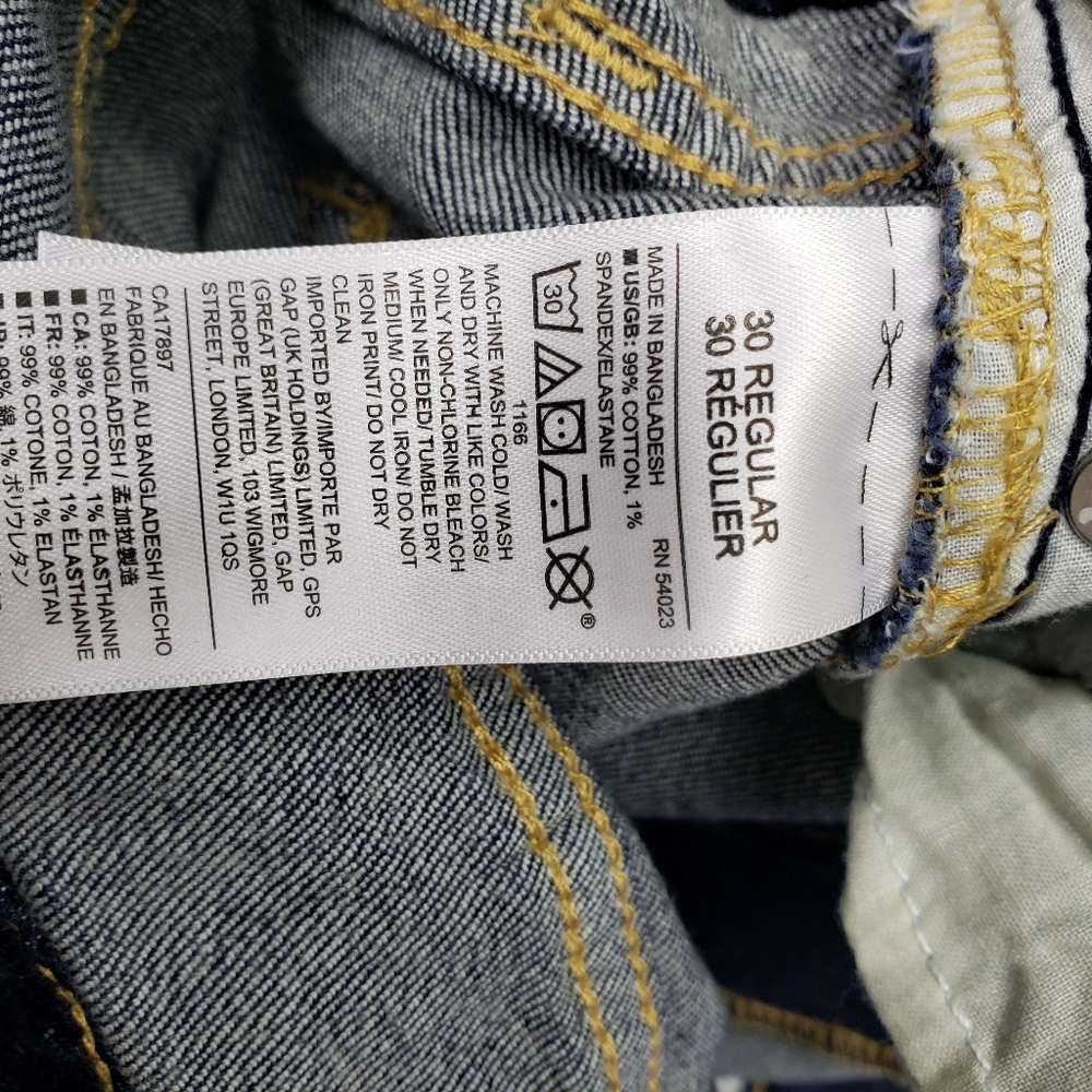 GAP Straight Ankle Jeans Women 10/30R High Rise Dark Blue Denim Whiskers NWT - Picture 10 of 10